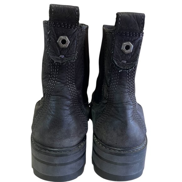 Timberland Boot Women's Size 7 US Black Leather Courmayeur Valley Chelsea Rebotl - Picture 4 of 8